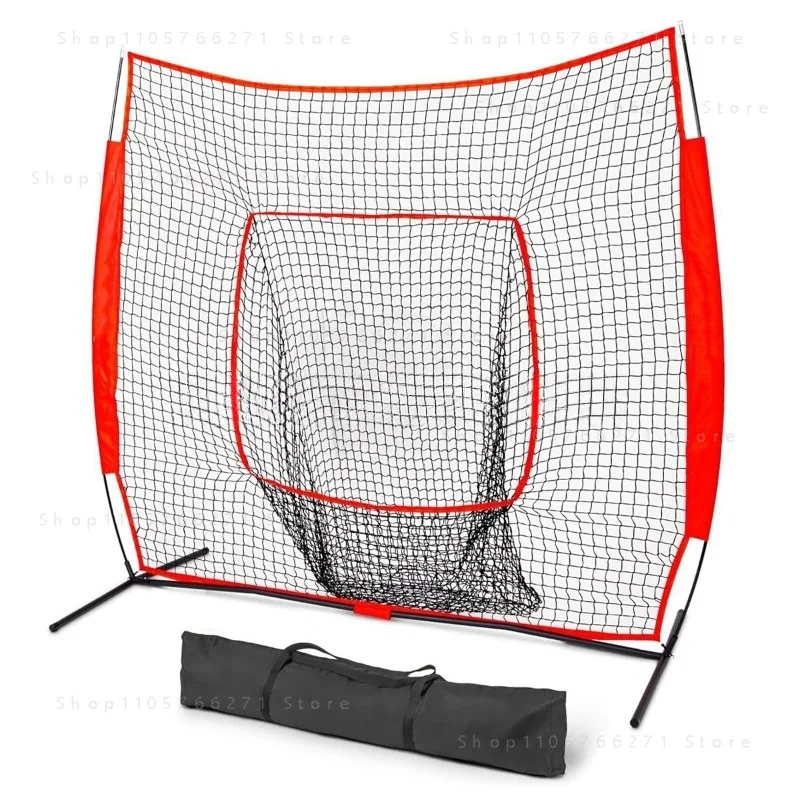 7x7 Baseball Softball Practice Net, Indoor Outdoor Portable Rebound Strike Net for Bat Hitting Training