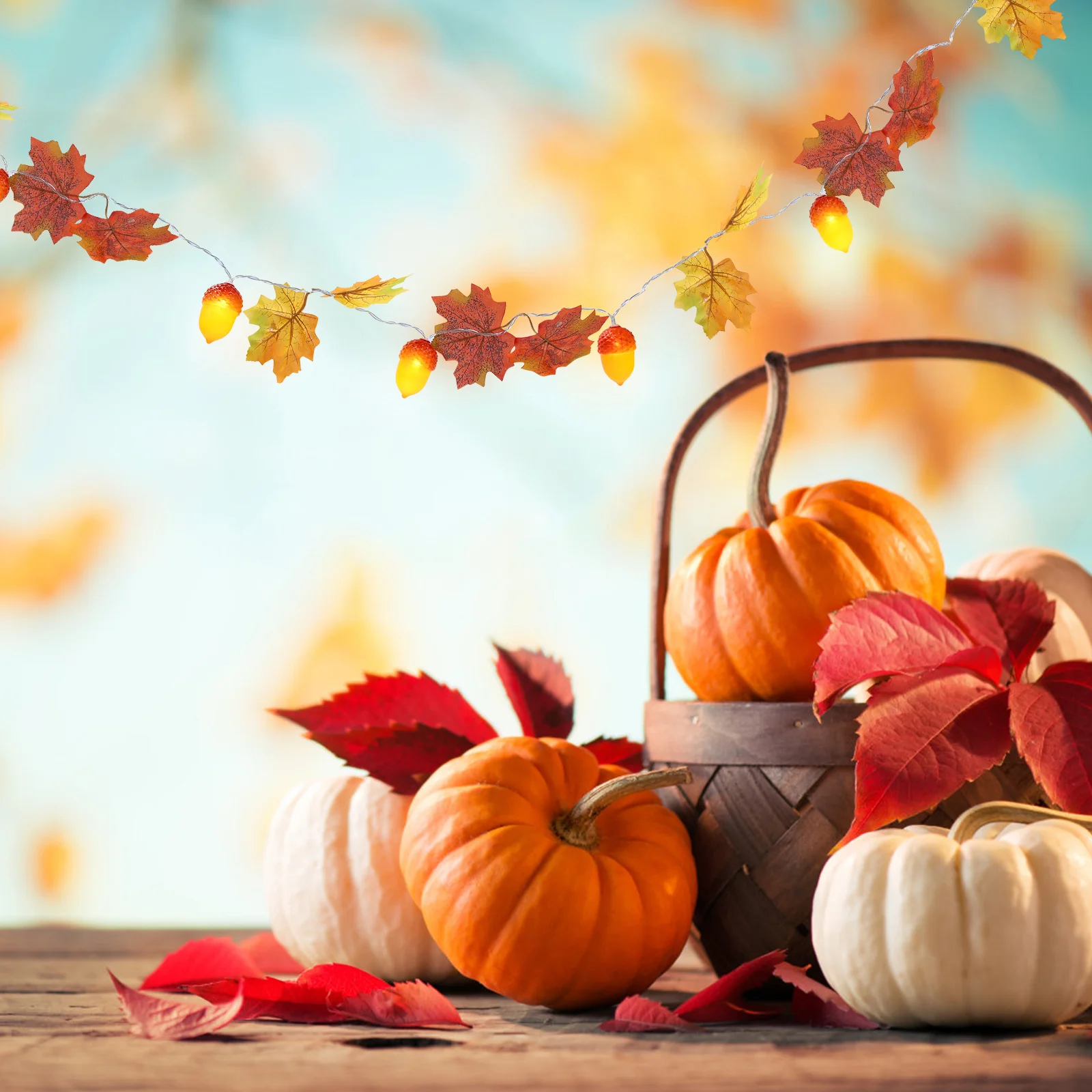 2 Meter 10LED Maple Leaf Garland Lights Fall Decor Indoor String Lights for Thanksgiving Home Autumn Party Decoration