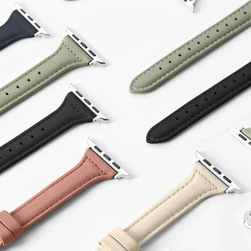 Pop Leather Strap For Apple Watch Band Ultra 2 49mm 44mm 40mm 42mm 38mm Bracelet Correa IWatch Series 9 8 7 SE 6 5 4 45mm 41mm L