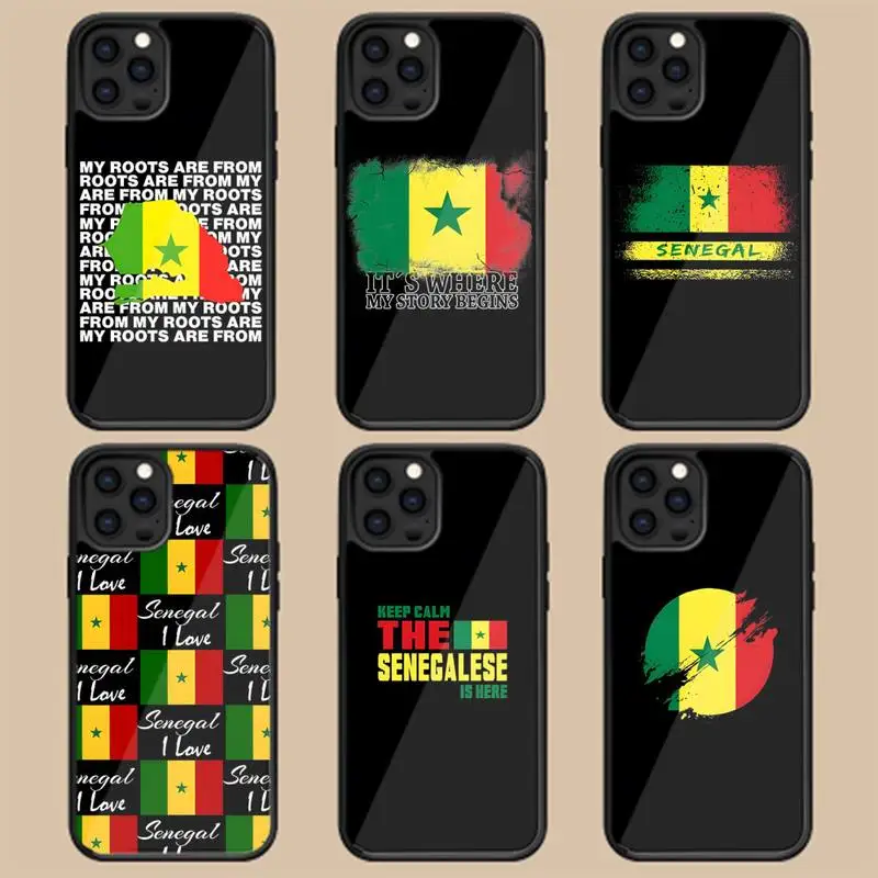 Senegal Flag Phone Case For Iphone 14 13 12 11 Mini Pro Max X Xr Xs 6 7 8 Plus SE 2020 Silicone PC+TPU Cover