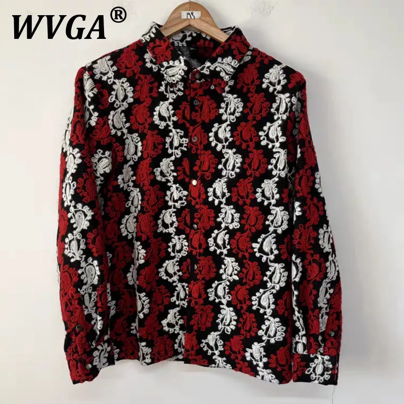 

WVGA Shirts Autumn Winter New Men's Yarn Heavy Embroidery Trendy Thickened Design Niche Chic Casual Long Sleeved Tops Ins W11583