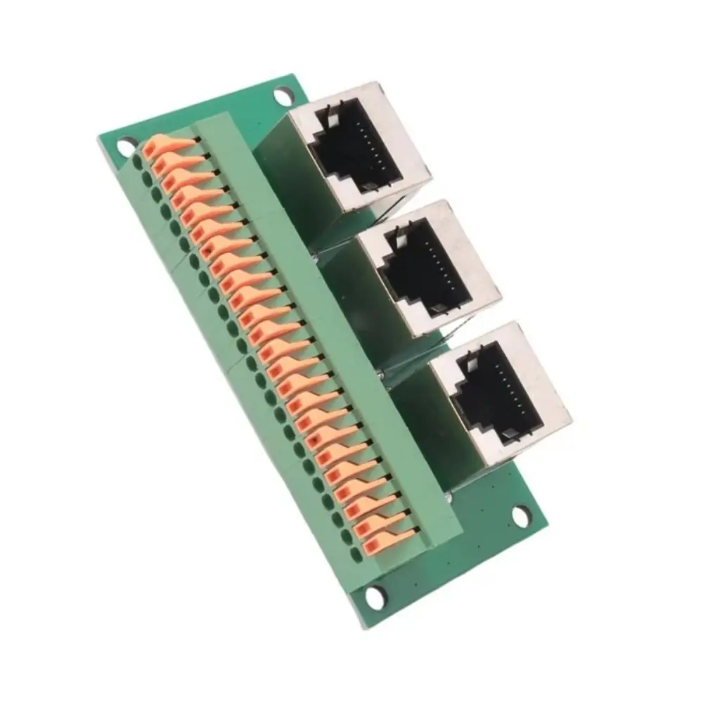 Three Ways RJ45 Female Connector 8-Pin Solderless RJ45 Breakout Board Spring Terminal Ethernet Connector Board Network Wiring