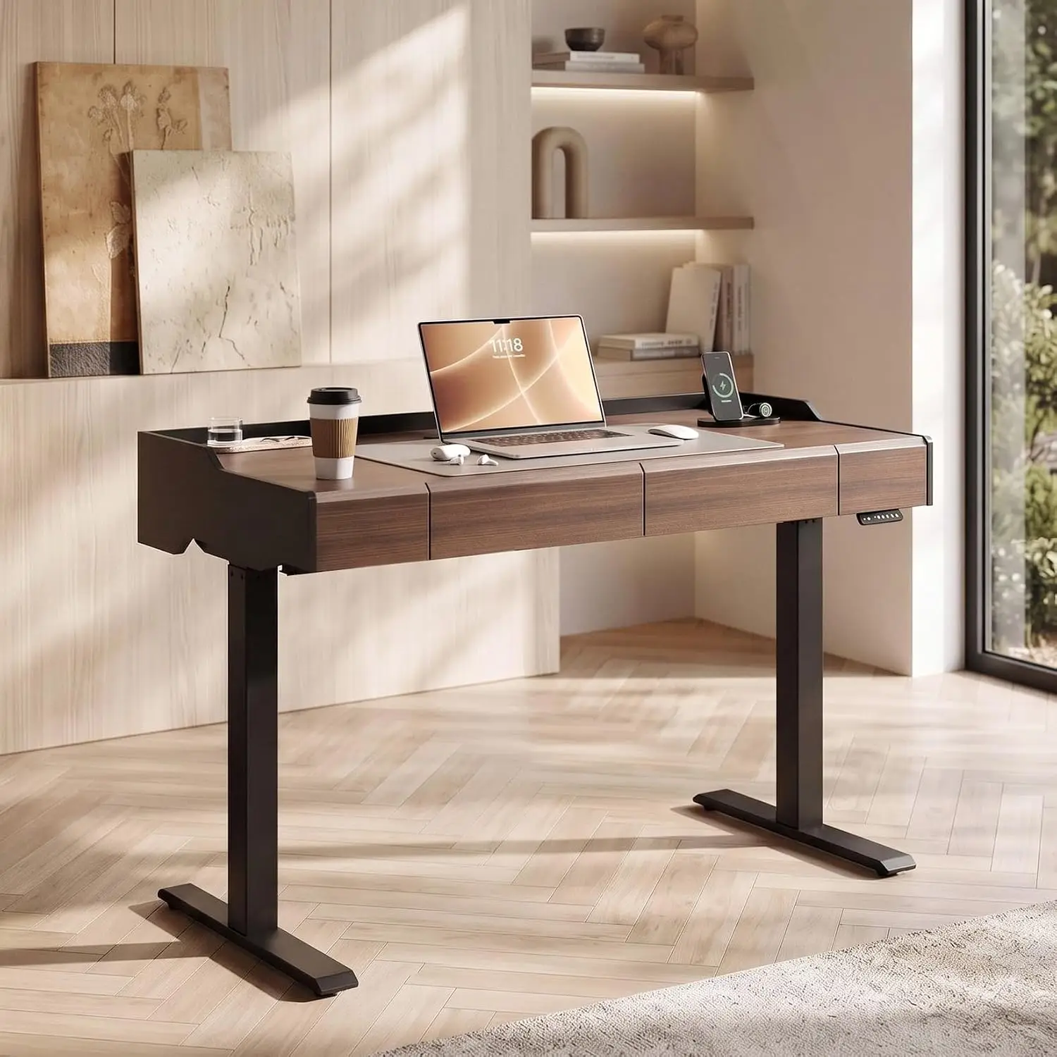 Electric Standing Desk with Drawers & Hidden Cable Management for Home Office, Customized