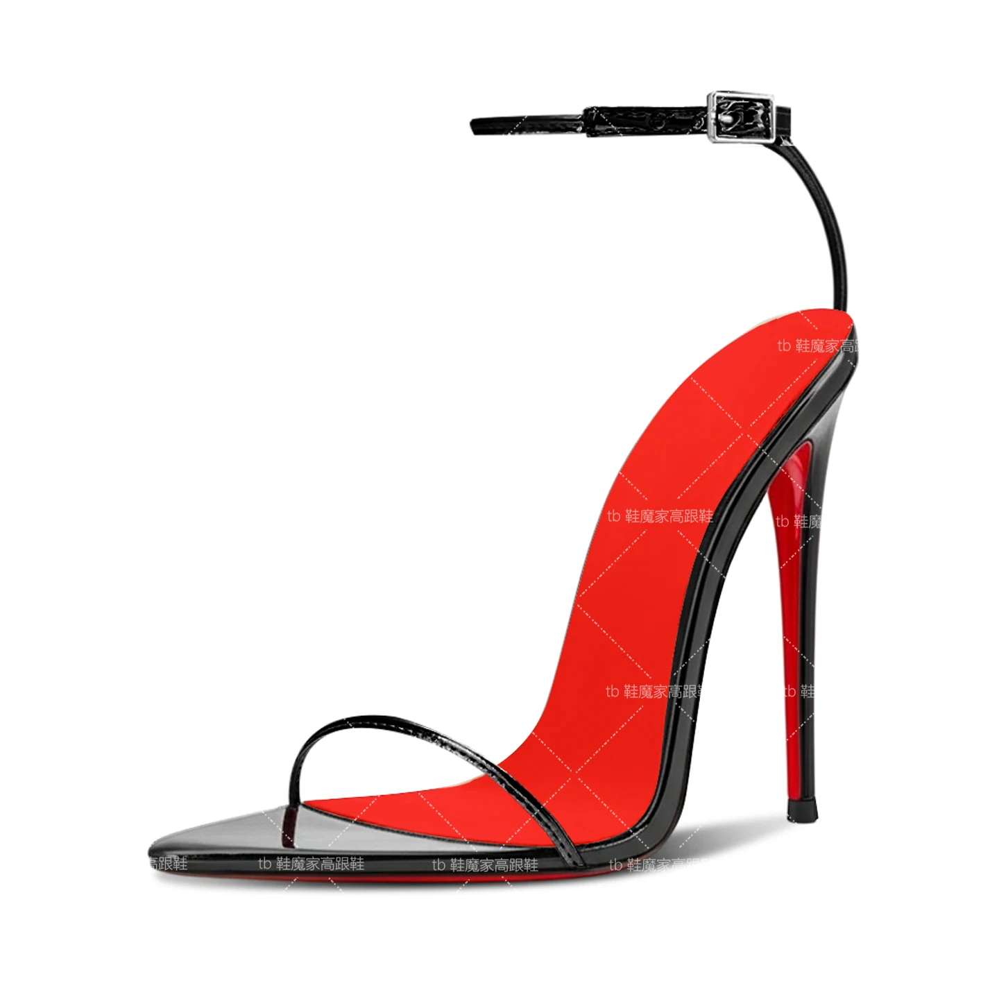 

12cm new style pointed-toe red sole high heels with a single strap, 13cm large-size sexy women's fashionable stiletto sandals