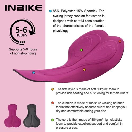 Imagen 2 del producto INBIKE, nuevos pantalones cortos con pechera de ciclismo profesional para mujer, pantalones cortos de verano de cintura alta para bicicleta, pantalones cortos para bicicleta, ropa de ciclismo MTB que absorbe los golpes