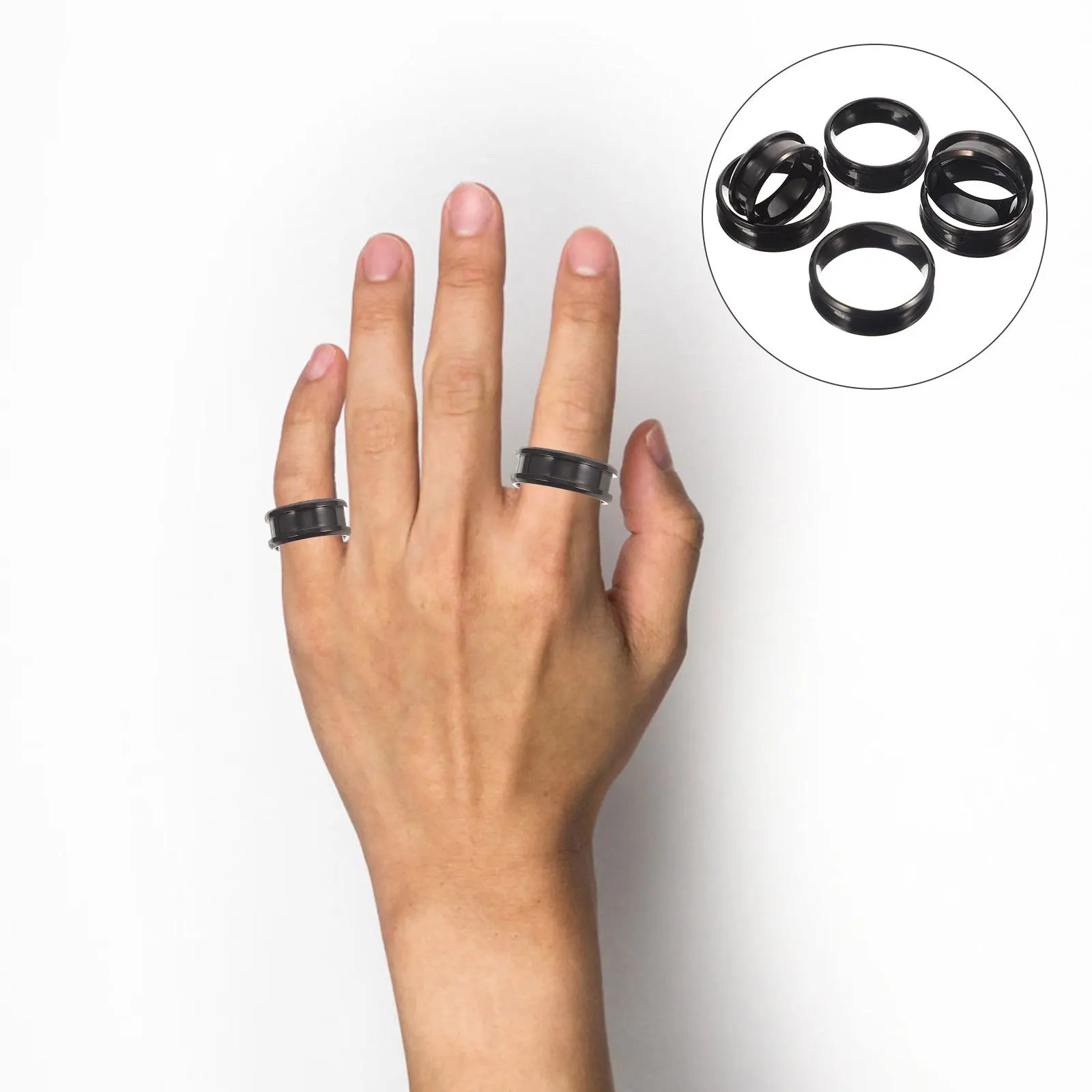 6 Stück Edelstahl-Fingerringe mit Rillen, poliert, glatt, Ringrohlinge, DIY-Schmuckherstellung, Metall-Fingerringe für individuelles Handwerk