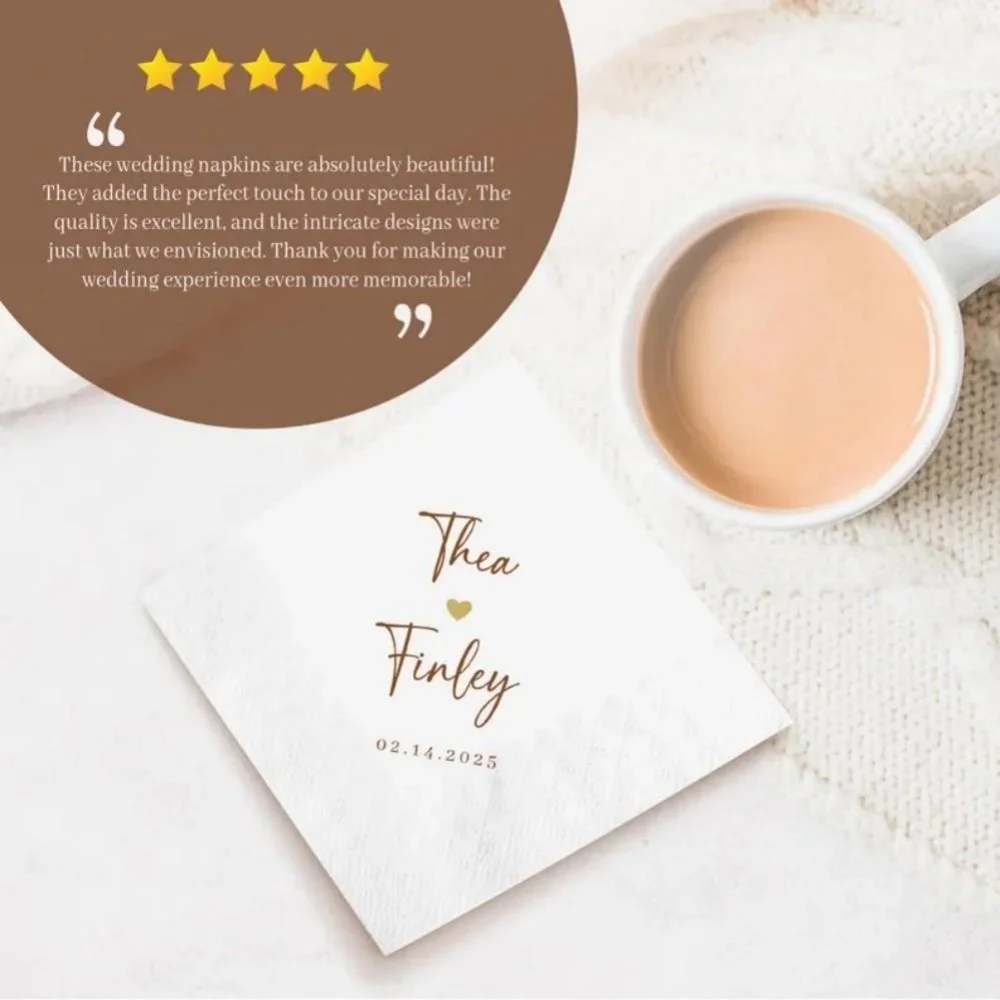 مناديل زفاف مخصصة مع الاسم |   مناديل الحفلات الشخصية |   أي نص على المناديل الخطوبة #4