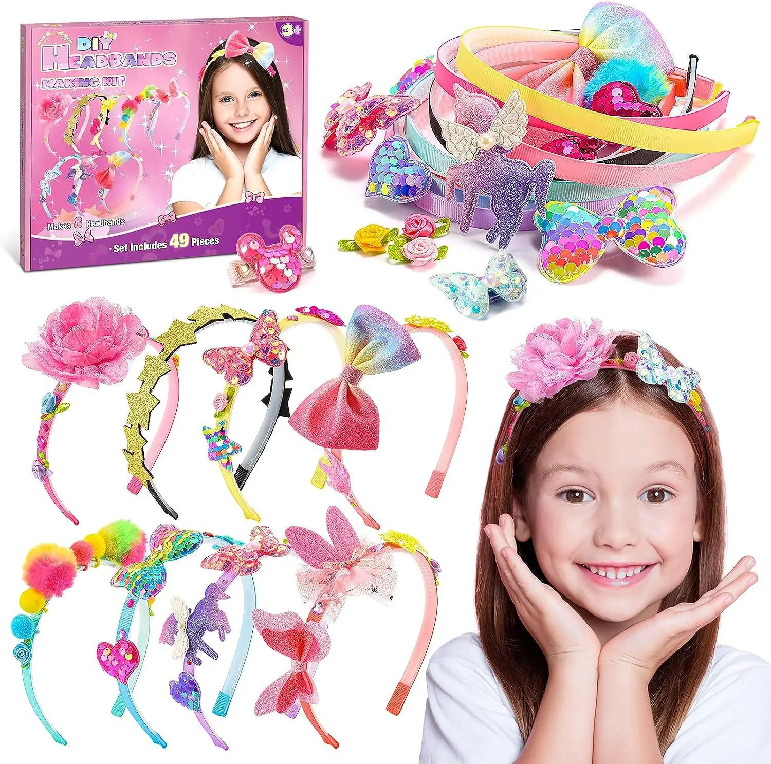 Girls Hair Accessories,Headband Making Kit,Toys Gifts for Girls Arts and Craft Kits,Birthday Presents DIY Toys Christmas Gifts