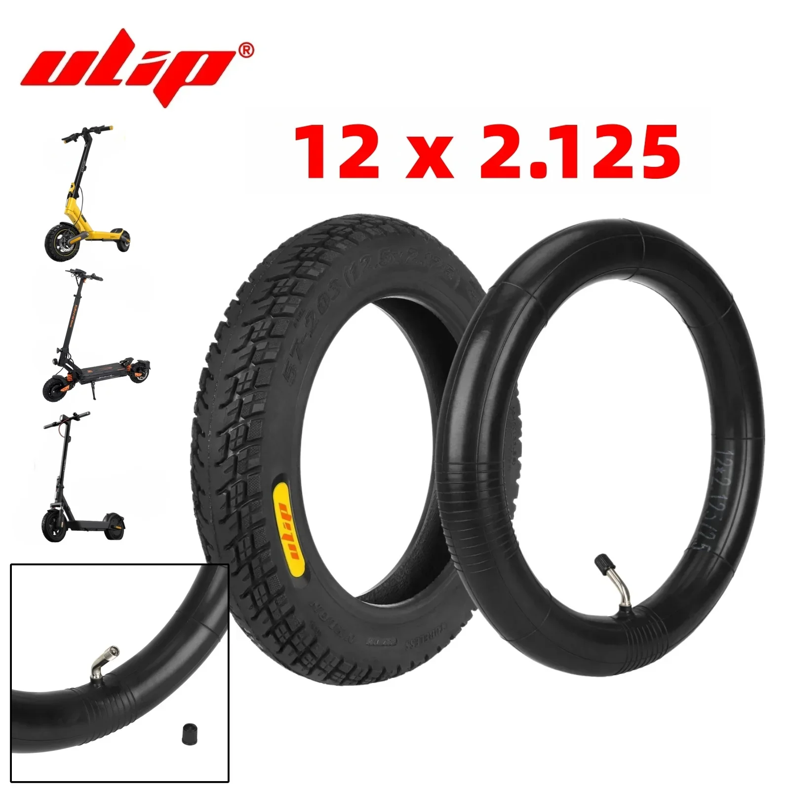 

Ulip 12.5x2.125 Tubeless Tire with Reinforced Inner Tube for XIaomi 5 Plus 6 Ultra Ninebot F E Series Kukirin Scooter Tyre Set