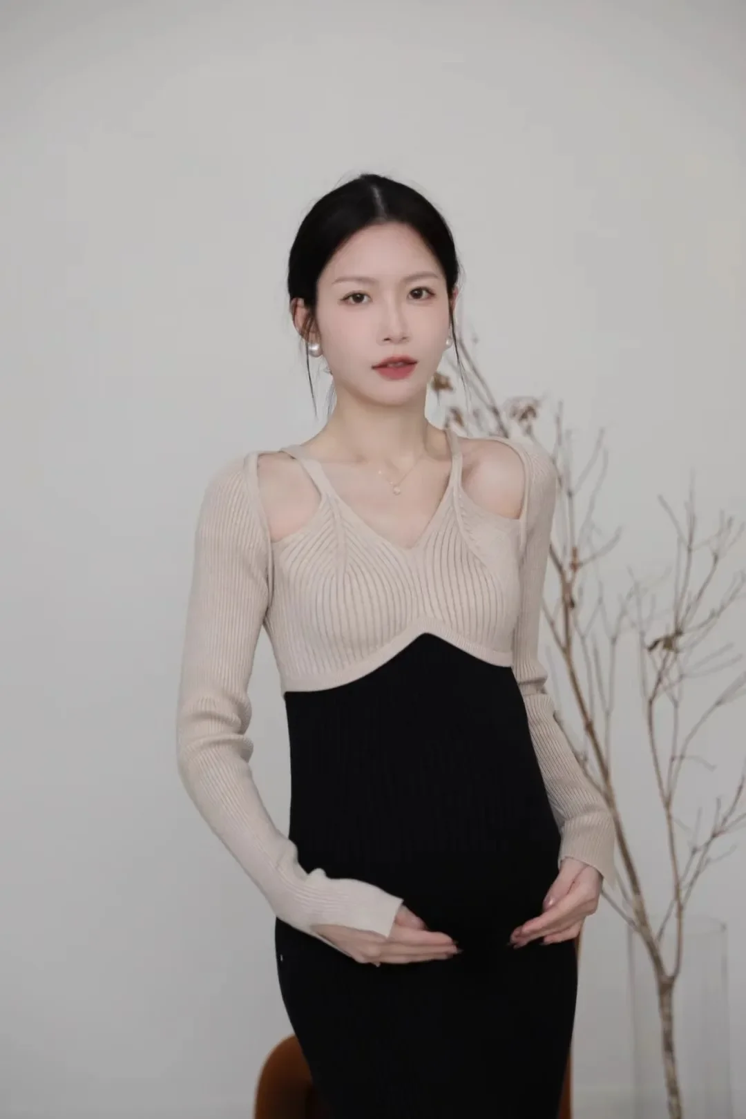 Autumn Winter Maternity Dress  A Line Slim Sweaters Clothes for Pregnant Women  Bodycon Pregnancy Baby Shower Party