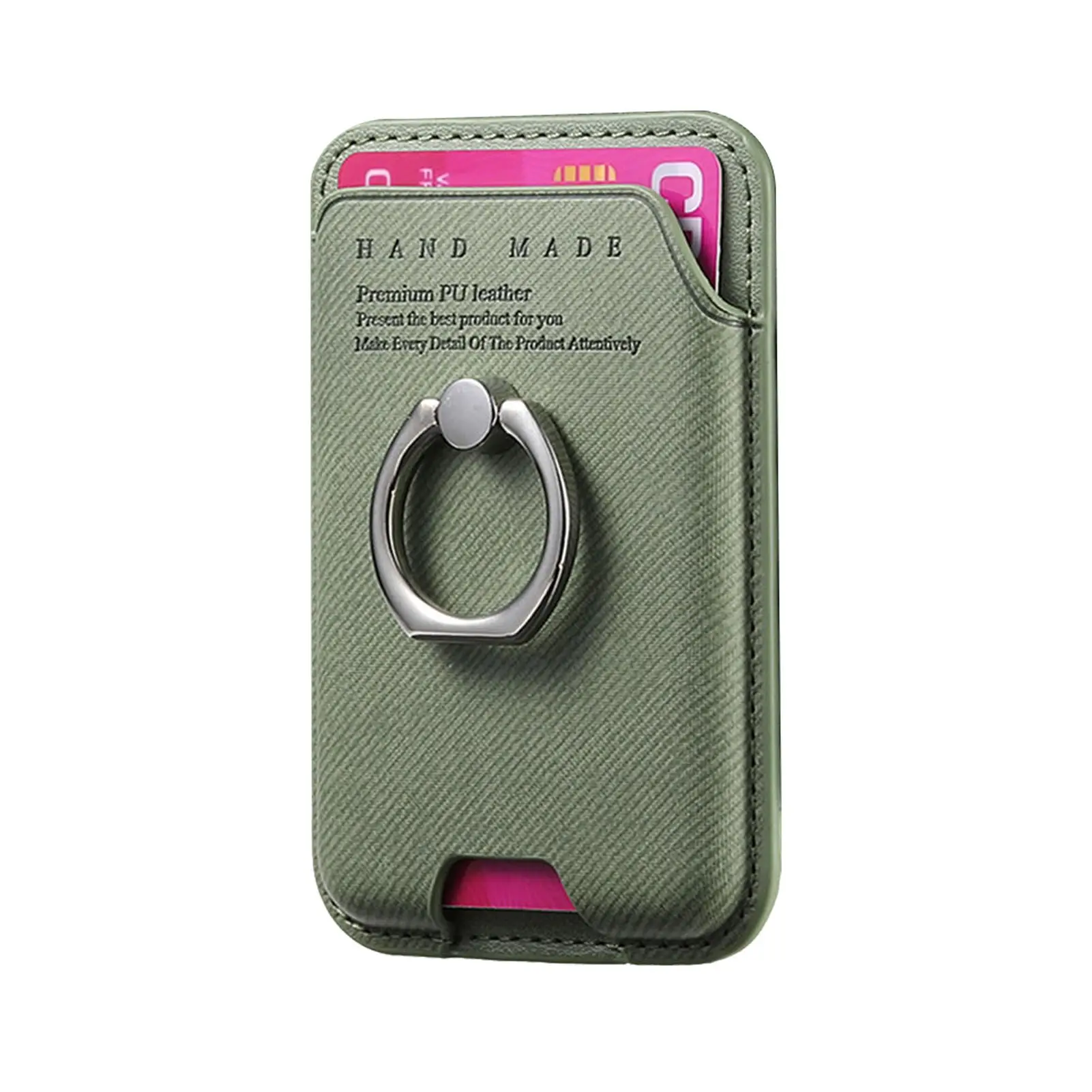 Rutschfeste Telefonkartentasche, geeignet für Magsafe, magnetische Handyhülle, universelle Brieftasche, Fingerring, Schnalle, Halter, Desktop-Unterstützung – Detail 9