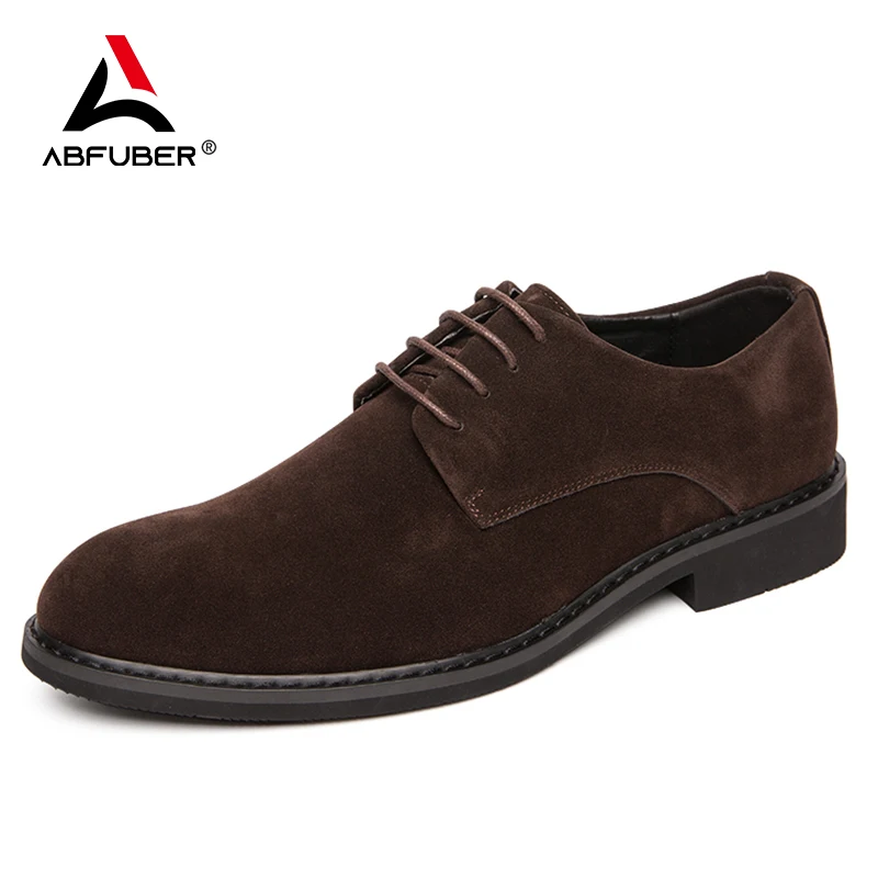 Luxury Business Leather Men Shoes Suede Derby Casual Lace-up Round Toe Dress Shoes Men Party Wedding Office Social shoe male