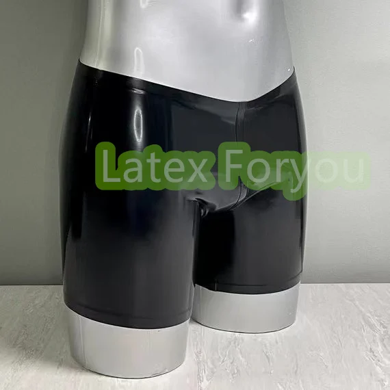 Handmade Natural  Latex Men Panties Sexy Rubber Shorts Boxer Open Hips Underwear Hot Sell Underpants NO Zipper