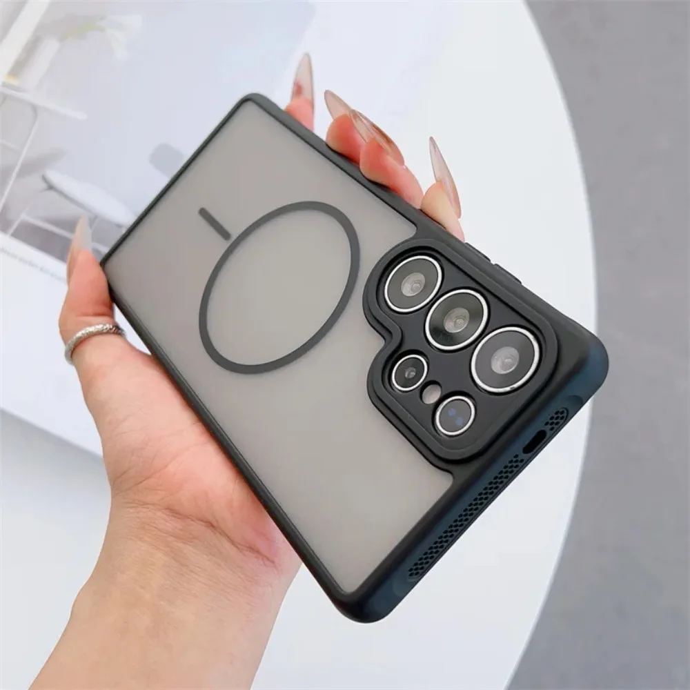 Mattierte Acryl-Handyhülle für Samsung Galaxy S26 Ultra S25 S24 S23 Ultra Plus + Stoßfeste Magnetische Kabellose Ladehülle