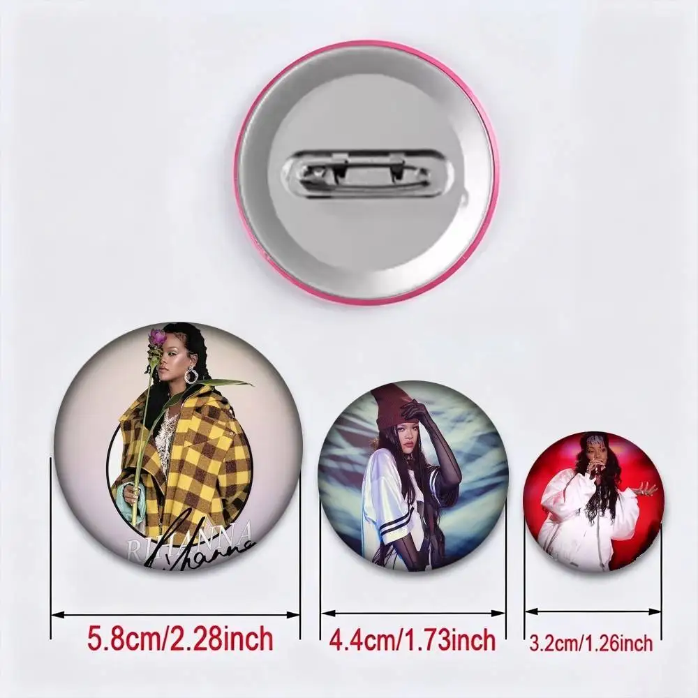 Pop Singer R-Rihanna 25mm 32mm 44mm 58mm 75mm Brooches Badges Pins for Accessories Gift