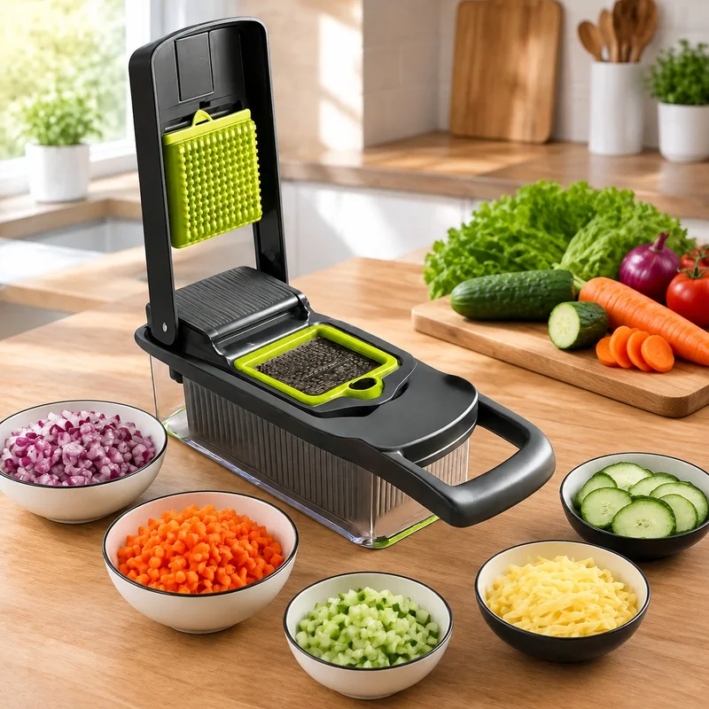 16-in-1 Kitchen Gadget for Vegetables with Grating, Slicing, Peeling, Dicing, and Egg Separation Functions