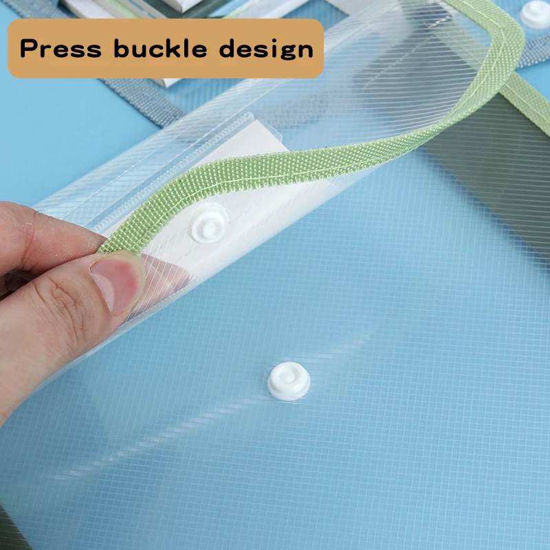 A4 Vertical Press Button Student Bag Waterproof Large Capacity Test Paper Storage Classification Transparent Seven Colors Choice