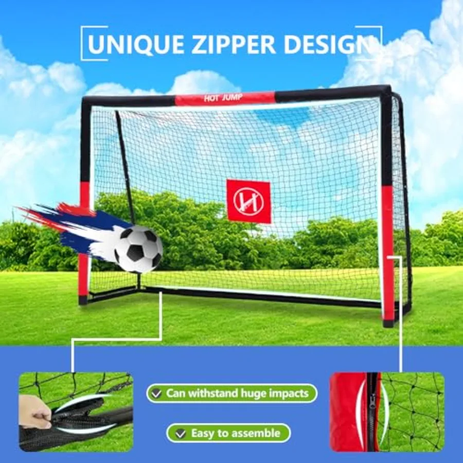 Backyard Soccer Goal 10x6.5ft Metal with Zipper Design Weatherproof Foam Padded Posts Easy Assembly Suitable
