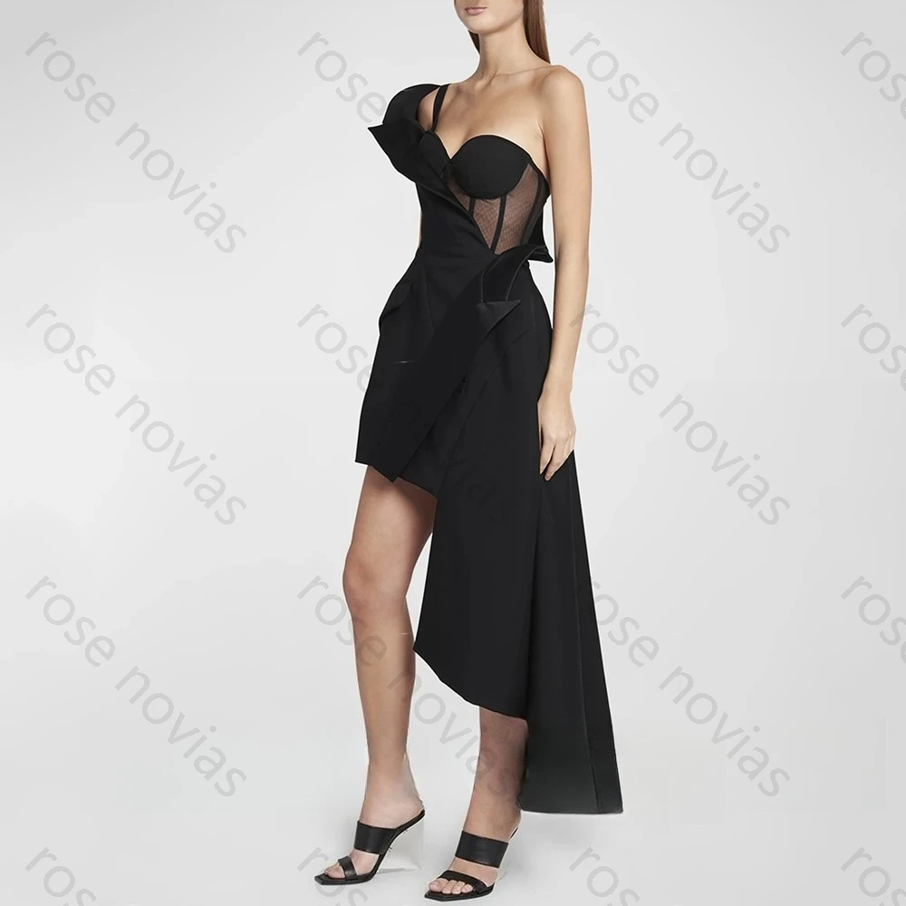 High Quality One Shoulder Short Sleeve Cocktail Sweetheart Irregular Tiered Sexy Women Fashion Banquet Party Customized Gown