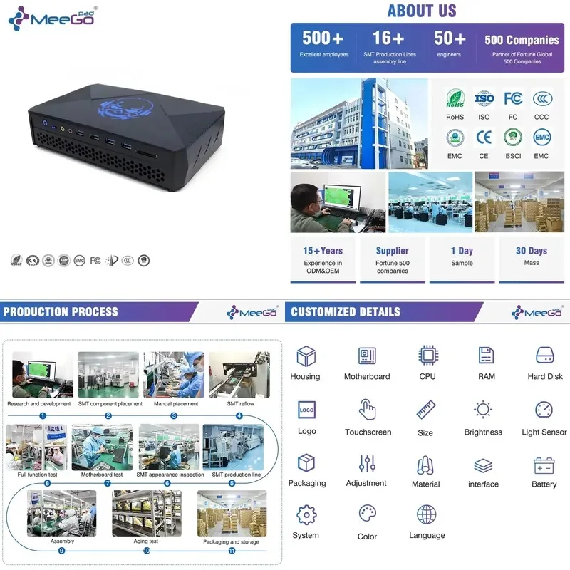 Hot Sale Meegopad G10T 14th Gen I9 14900HX Gaming Mini PC RTX 4060 DDR5 RAM SSD HDD Storage Type-C DP Ports Win11 Linux