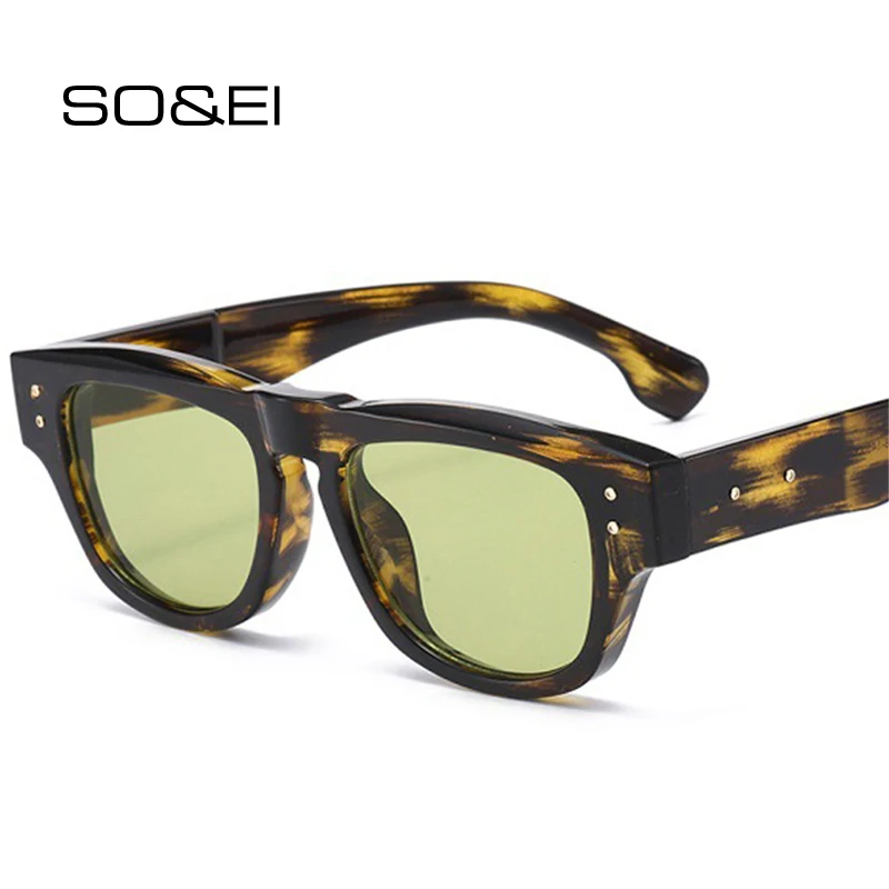 SO&EI Ins Popular Fashion Cat Eye Sunglasses Women Retro Rivets Clear Gradient Shades UV400 Men Trending Sun Glasses