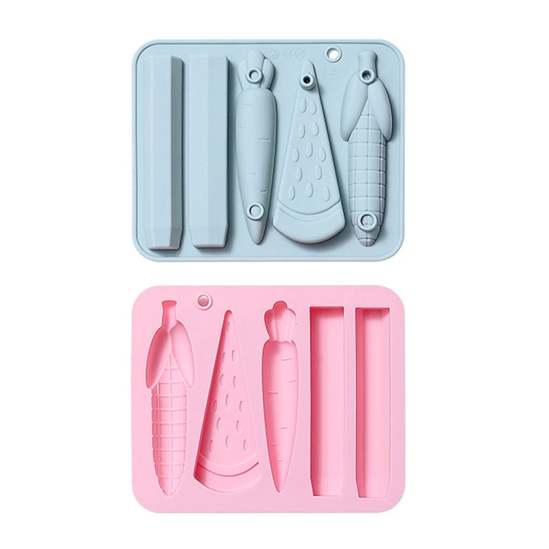 3D Silicone Crayon Molds Vegetable Fruit Reusable for DIY Making, Blue and Pink Drop shipping