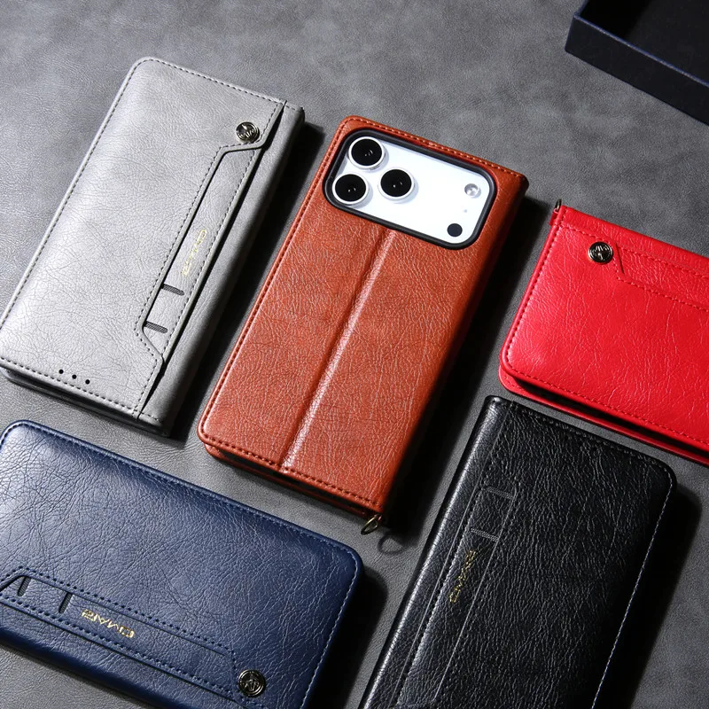 For iPhone 17 16 15 14 13 12 11 Pro Max Case Leather Magnetic Flip Wallet Cover For iPhone XR XS Max Plus Case Stand Card Holder
