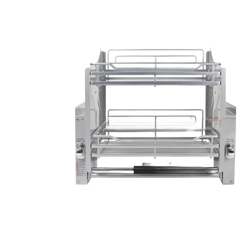 

Kitchen Hanging Cabinet Lifting Dishes Pull Baskets Double Layer Damping Hydraulic Smooth Lift Bowls Shelf
