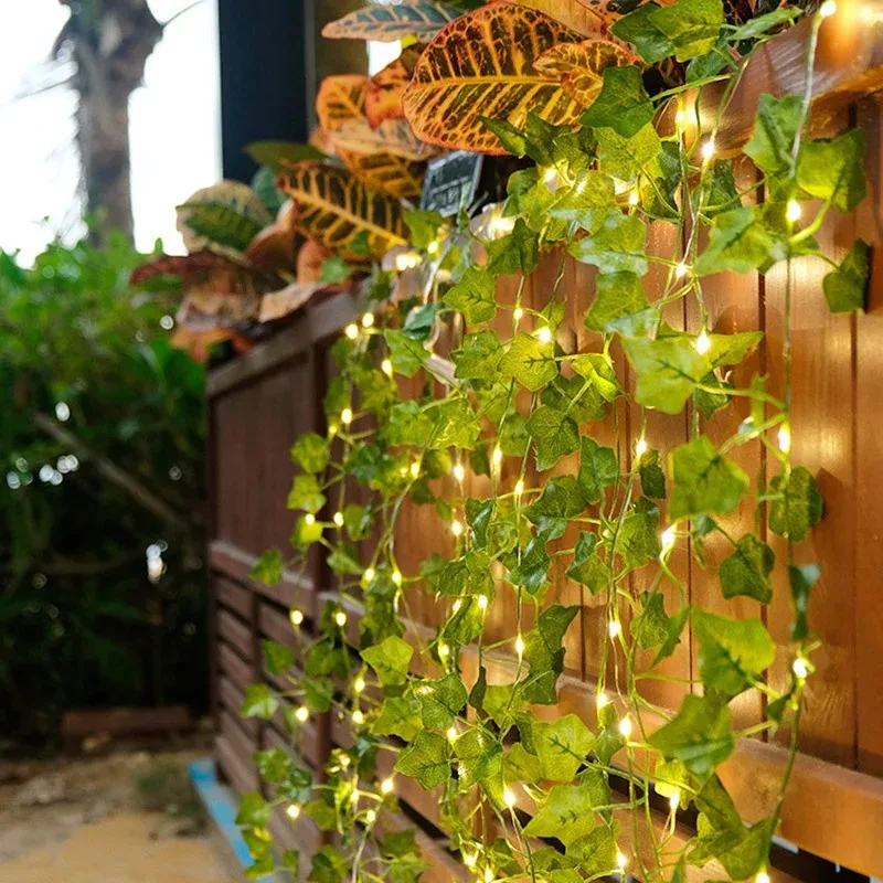 Climbing Tiger String Lamp Artificial Fairy Lamp Battery Box Power Supply Flower Flower Ring Lamp Green Leaf Home Decoration