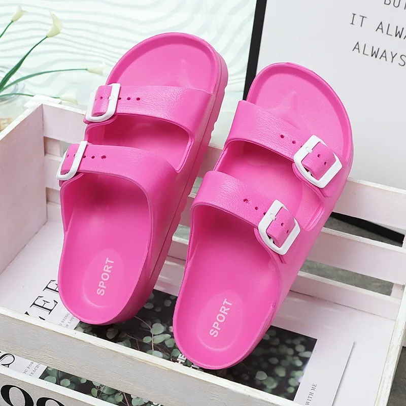 Women's Platform Sandals Summer Slippers Fashion Non-slip Beach Sandals 2024 Summer Women Flip-flops Adjustable Buckle