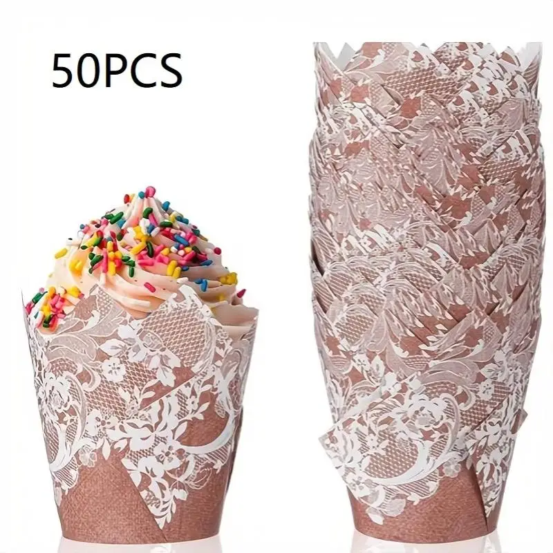 Tulip Muffin Cupcake Paper Cups Oilproof Liner: 50pcs Baking Box Decorating Wrap Cases