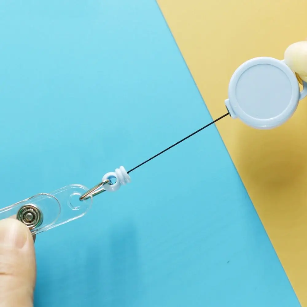 분실 방지 접이식 배지 릴 ID 랜야드 키링 클립 ID 배지 홀더 키체인 이름표 손쉬운 당김 버클 학용품