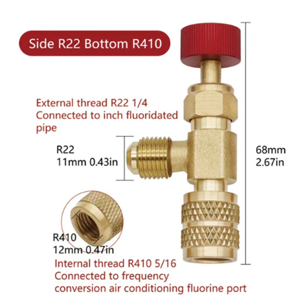 Air Conditioning Fluoride Valve with Brass Construction Designed for Safe Connection of Coolant Charging Hoses