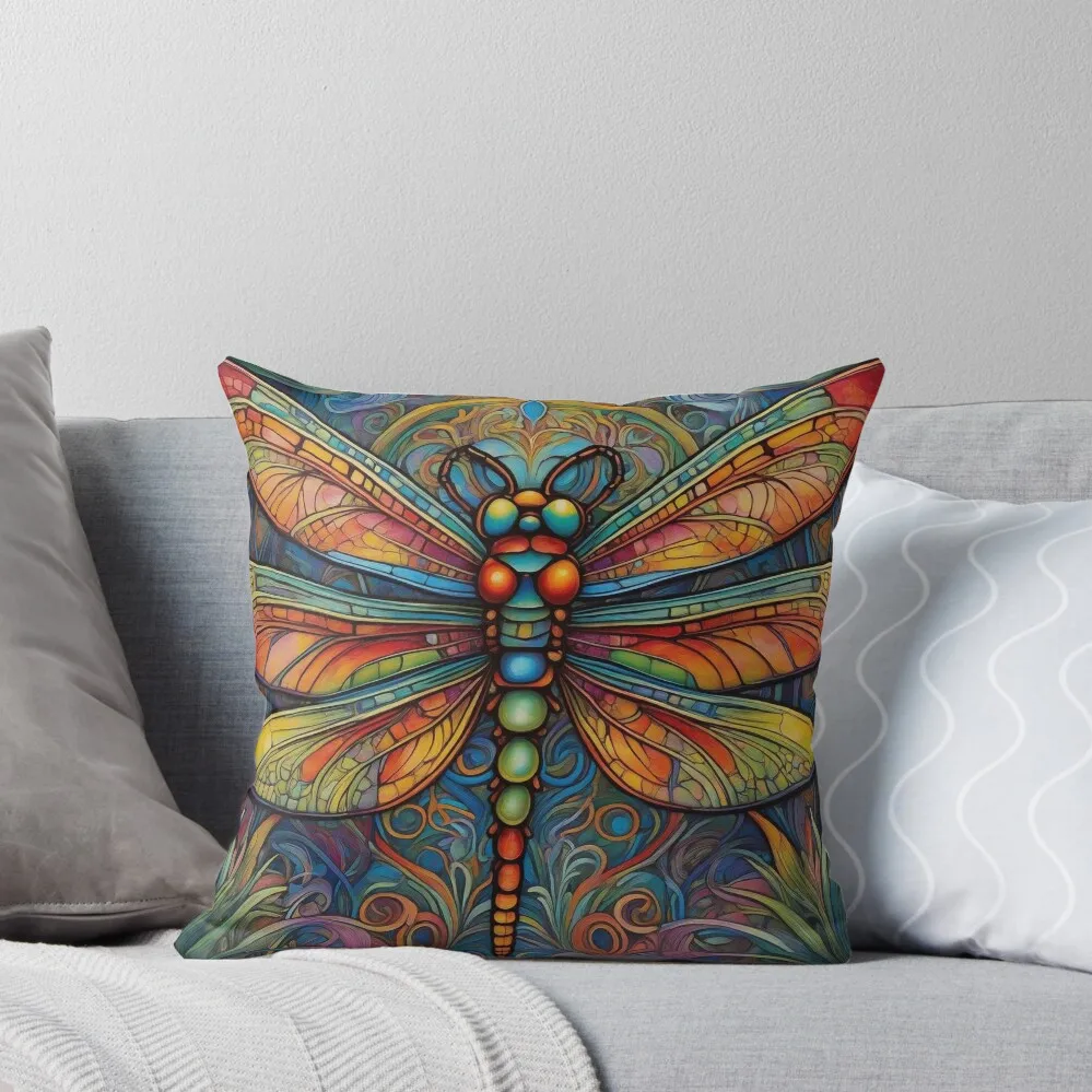 

Dragonfly Art Nouveau Painting Throw Pillow Decorative Sofa Cushions Cushion Cover Luxury Sofas Covers pillow