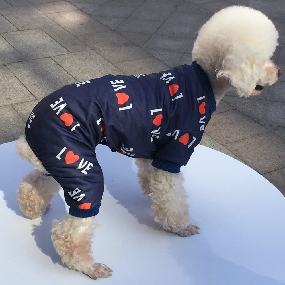 Autumn Winter Pet Jumpsuit Cartoon Print Medium Small Dog Clothes Warm Sweet Pajamas Kitten Puppy Cute Pullover Chihuahua Poodle