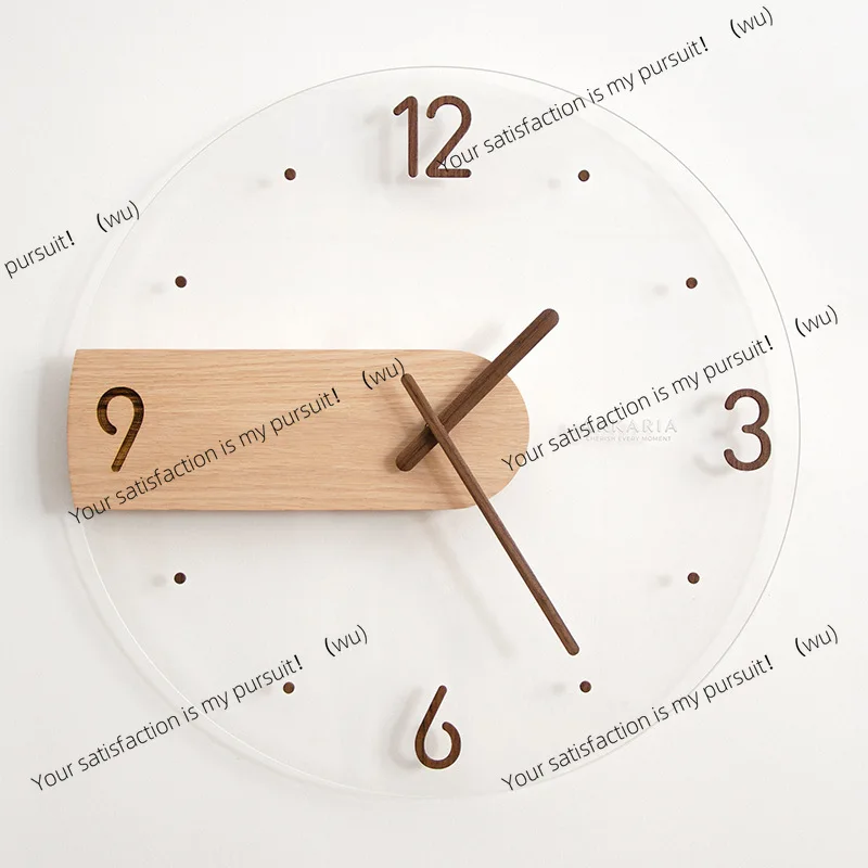 

Simple Nordic Wall Creative Solid Wood Acrylic Glass Home Living Room Wall Clock Decorative Clock Wall
