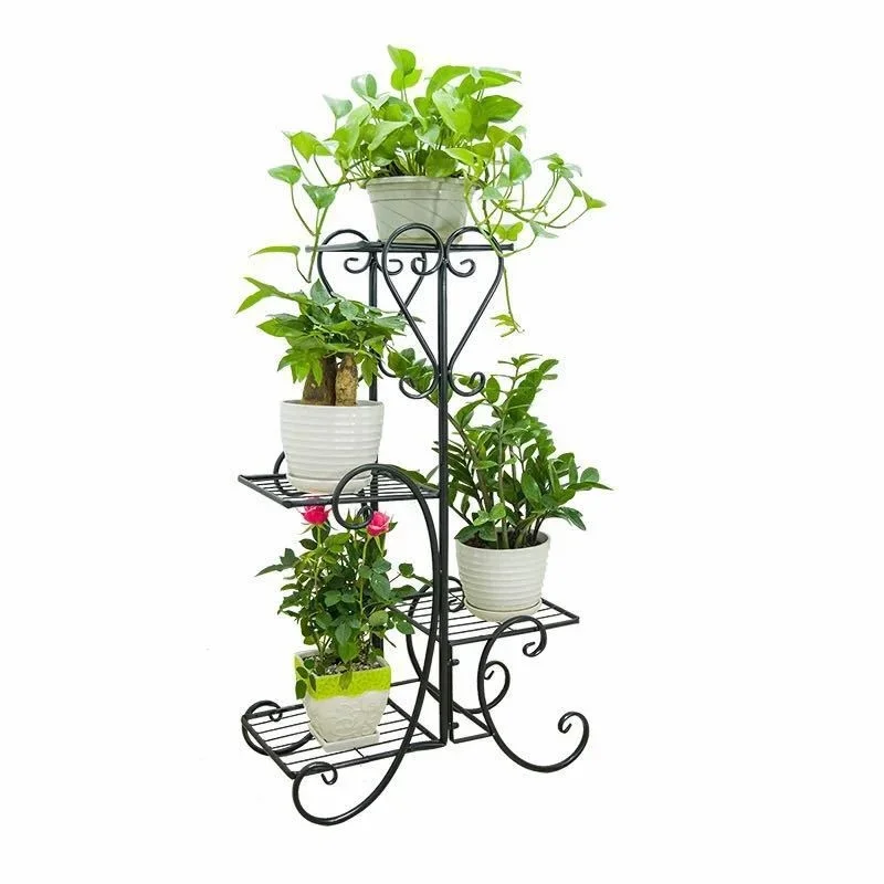 European Iron Multi-layer Flower Stand Crane Balcony Shelf For Flowers Living Room Indoor Floor Flowerpot Storage Shelf