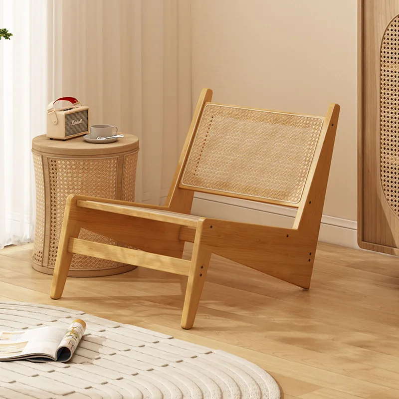 Modern Wicker Chair Casual Chair Bedroom Single Sofa Chair Homestay Lounge Chair Armchair Japanese-style Backrest Chairs