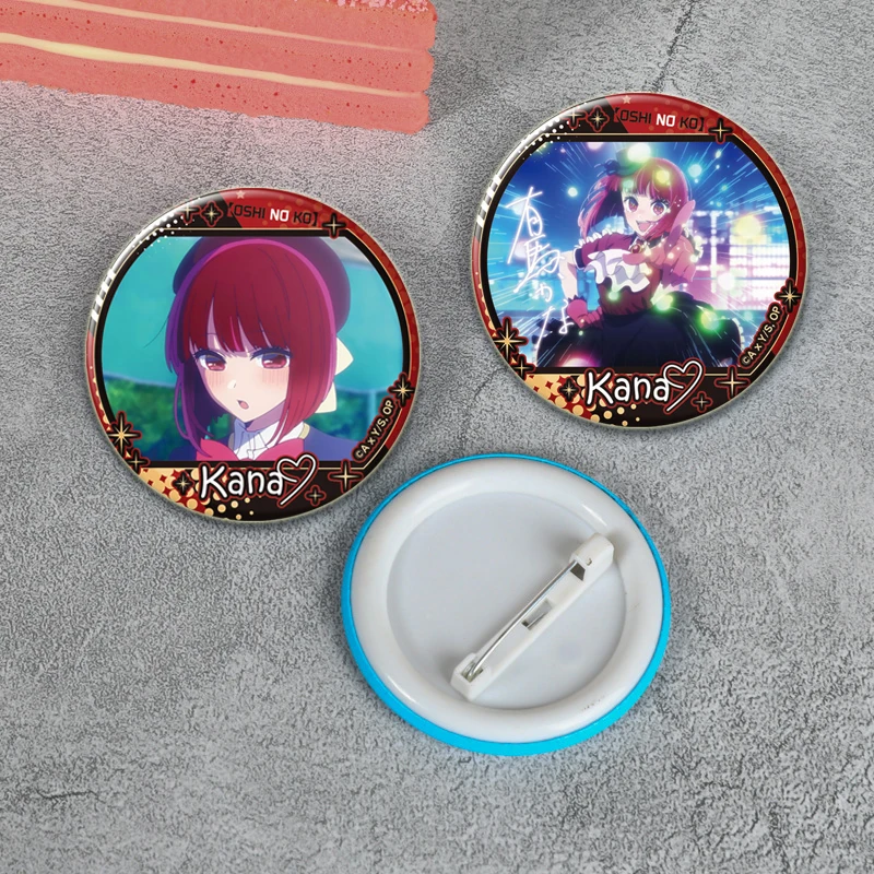 Anime OSHI NO KO Pins Round Brooch Cartoon Character Hoshino Ai Akuamarin Rubii Arima Kana Button Badges Decorative Clothes Gift