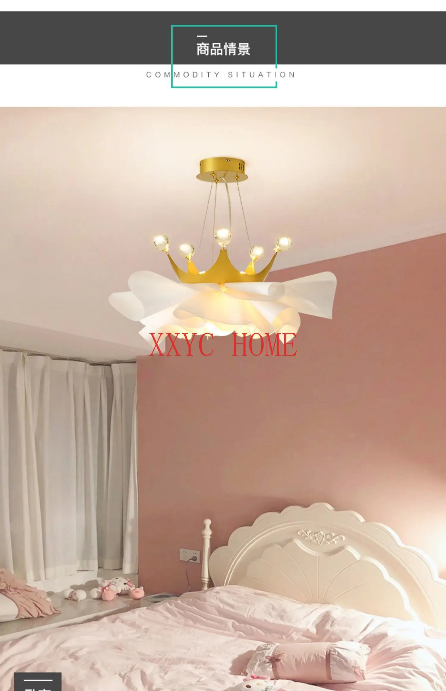 

Bedroom Chandelier Light Luxury Crown Lighting Creative Room Master Bedroom Cozy and Romantic Princess Girl Children's Room