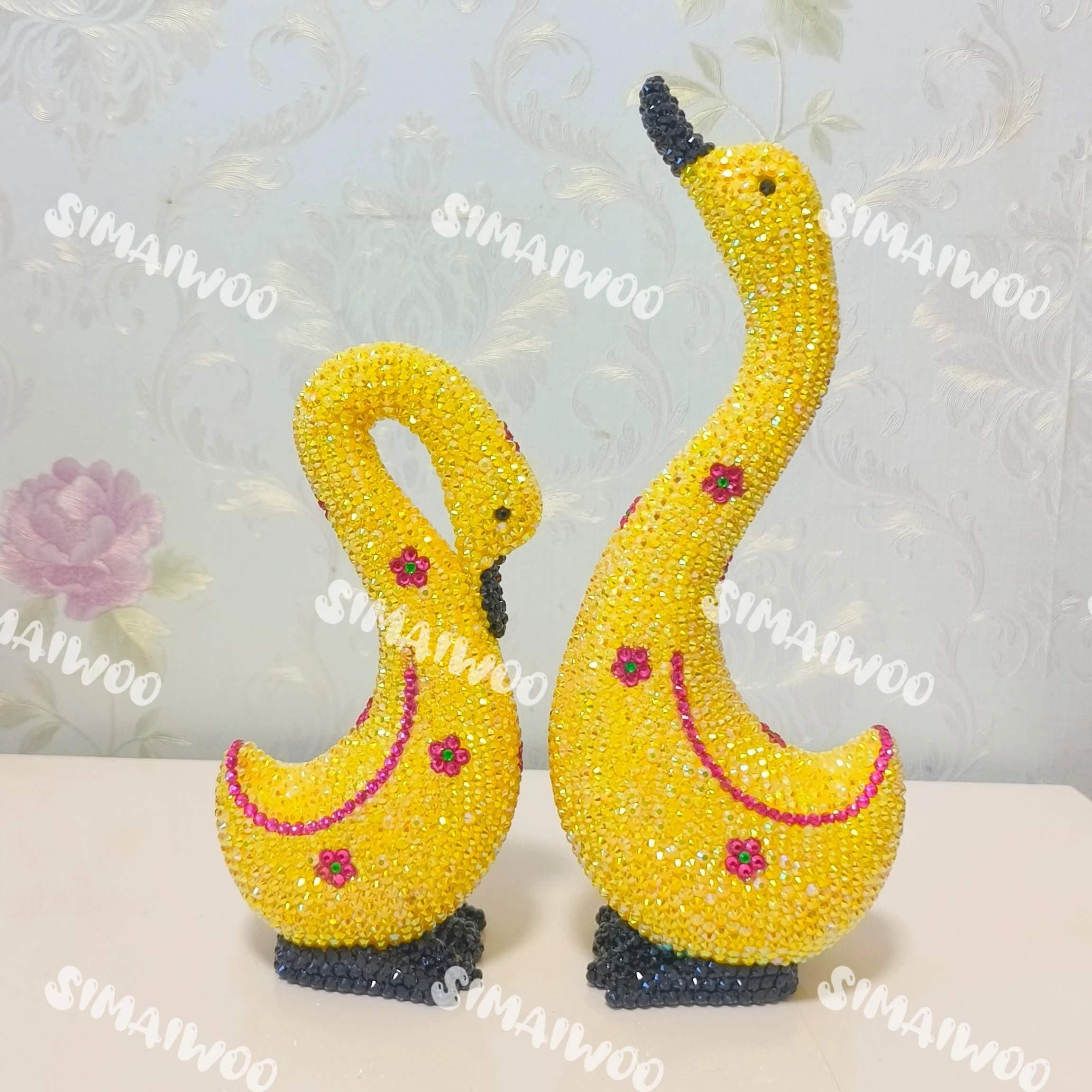 Handgefertigte Strass-Gelbe Ente, Paar-Figur, Diamant, glitzernd, niedliches Tier, Heimdekoration, Mosaik, Kreuzstich, Weihnachtsgeschenk – Detail 8