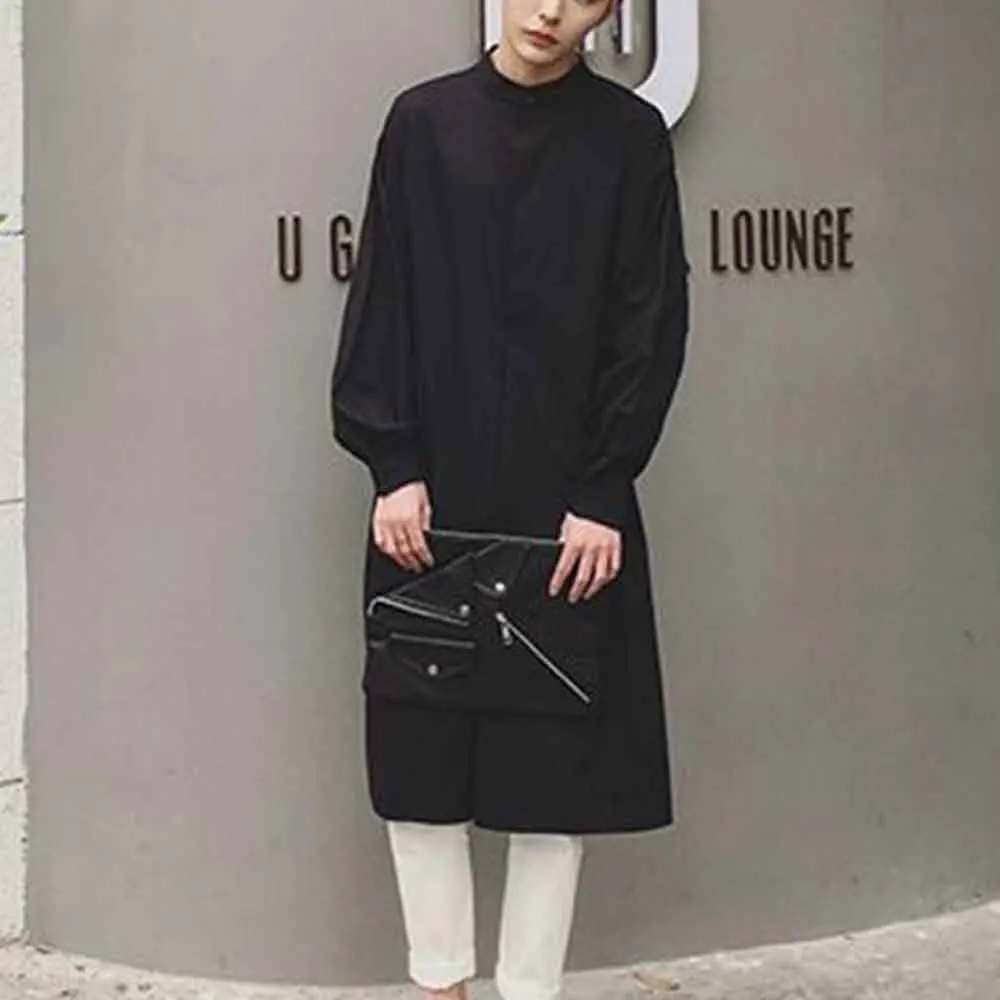 XS-5XL Mens Spring Shirt Mid Length Plain Shirt Fashion Commute Casual Versatile Youth Long Sleeve Top Men'S Clothing 2025 New