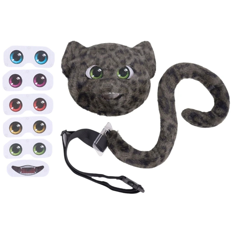 Leopard Costume Set Leopard Mask Tail Eye Mouth Stickers Animal Fancy Costume
