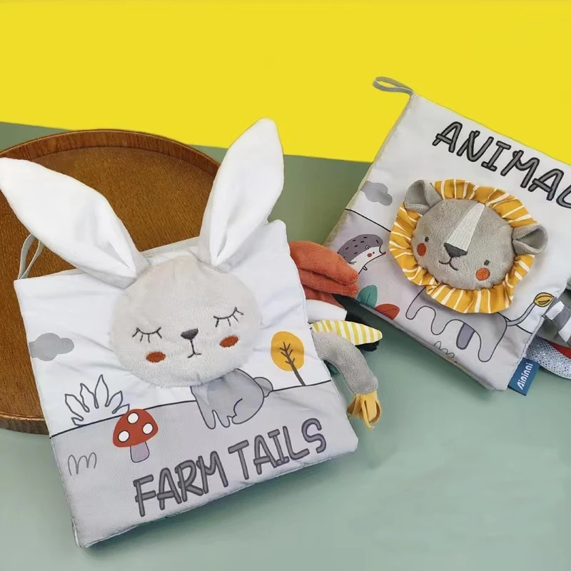 كتب الأطفال الناعمة الكرتون الحيوان ذيل القماش الكتب ثلاثية الأبعاد اللمس يشعر عالية التباين القماش كتاب لعبة للأطفال هدايا لعب للتعلم المبكر