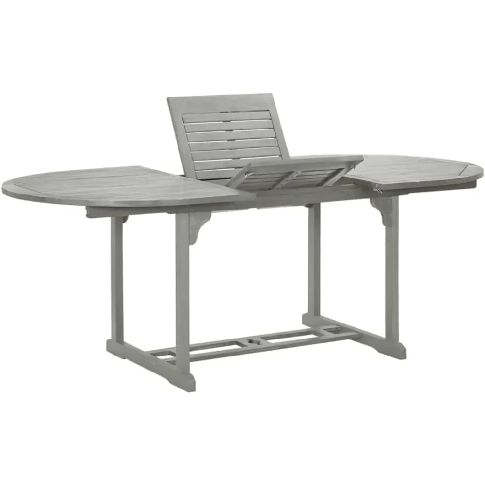 

Patio Table Gray 78.7" X 39.4" X 29.5" Solid Acacia Wood,Luxury Acacia Wood Dining Table Extendable for Garden, Patio or Terrace