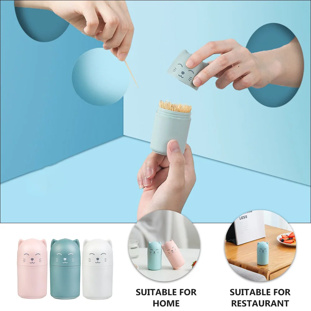 3Pcs Toothpick Holders Cartoon Plastic Compact Design for Home Bar Kitchen Portable Toothpick Dispensers Decorative Organizer