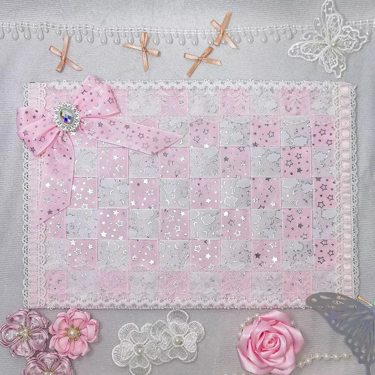 

ita bag Insert Board ribbon checkerboard Badge Display Board lace bowknot Board Clear Collector Backplate