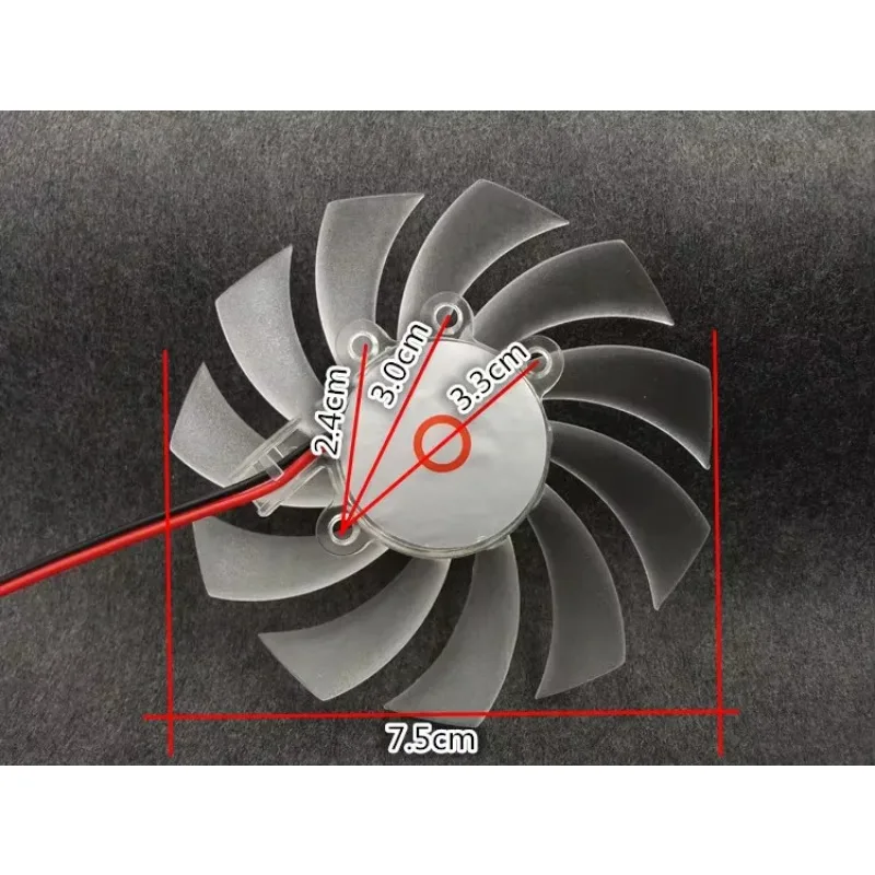 pa  DC12V Multiple Hole Pitch 75MM diameter Fan For 9800gt 8600 9600GT GTS250 Graphics Card fan blade with