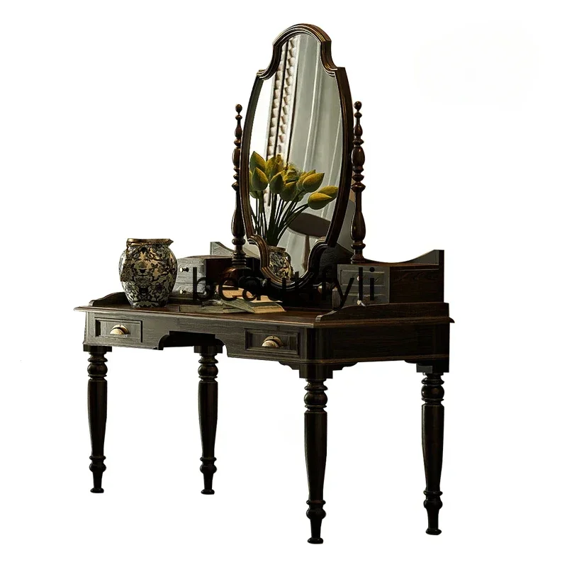 

Neoclassical dresser retro solid wood mirror makeup table