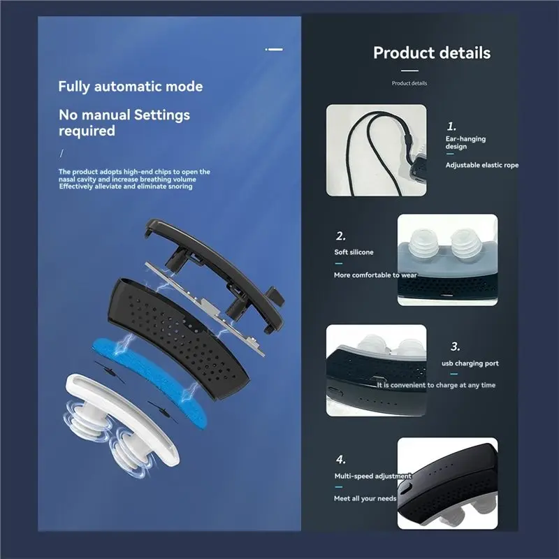 A10R Smart Anti Snoring Device Home Adult Hanging Ear Pulse Stop Snore Sleep Aid Portable Noise Reduction Muscle Stimulator